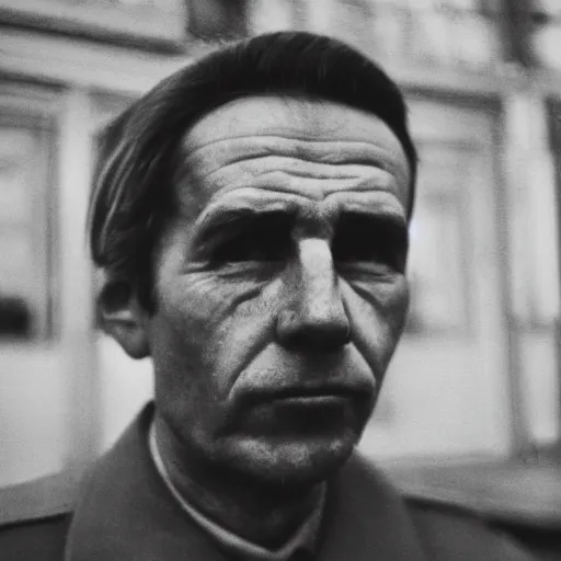 Image similar to a soviet man portrait, photorealistic, 24mm film