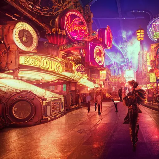 Steampunk Las Vegas, Fantasy, Neon Lights, James 