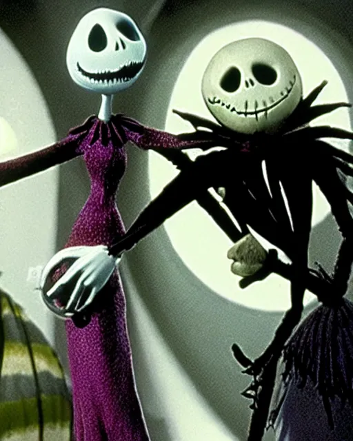 Prompt: a still from the nightmare before christmas