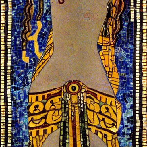 Prompt: beautiful roman mosaic of shiva the destroyer in the style of gustave klimt