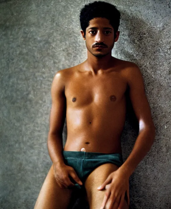 Image similar to portrait of alfred enoch photographed by nan goldin