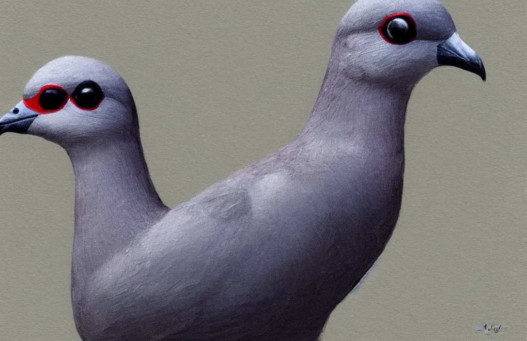 Prompt: a street pigeon!!!!!!!!!!!!!!!!!!!!!!!!!!!, detailed face, detailed painting, flat lighting by alberto mielgo and paul slater