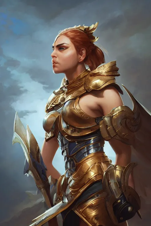 Image similar to amazon valkyrie athena, d & d, fantasy, portrait, highly detailed, headshot, digital painting, trending on artstation, concept art, sharp focus, illustration, art by artgerm and greg rutkowski and magali villeneuve