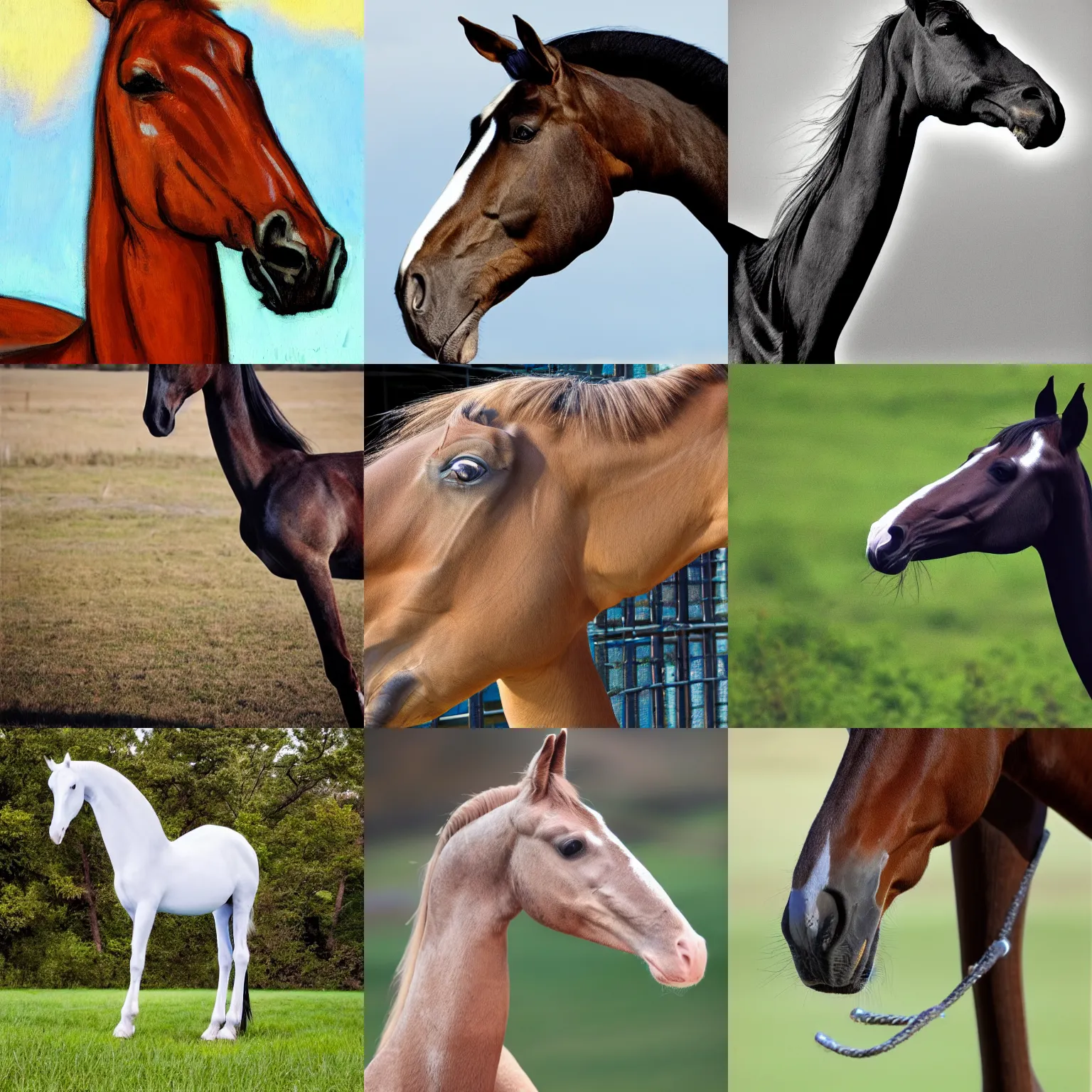 Prompt: long necked horse