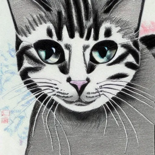 Image similar to a cat drawn by toshiki inoue