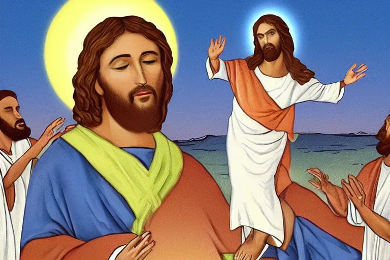 Prompt: jesus surfin the vibe wave