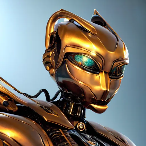 Image similar to a highly detailed close-up bust, of an awe-inspiring beautiful cute humanoid anthropomorphic robotic mecha female dragon, with smooth and streamlined armor, standing and posing elegantly in front of the camera, well detailed head with two LED eyes, sharp teeth, two arms, digital art, artstation, DeviantArt, professional, octane render, sunset lighting