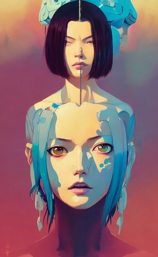 Image similar to a cute woman, very coherent, painted by painted by James Gilleard, airbrush, art by JamesJean and fine details. Anime. realistic shaded lighting poster by Ilya Kuvshinov katsuhiro otomo ghost-in-the-shell, magali villeneuve, artgerm, Jeremy Lipkin and Michael Garmash and Rob Rey