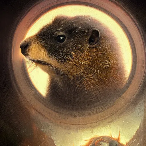 Prompt: Kirbycloseup filled background around face of a marmot, dark light night, intricate, elegant, sharp focus, illustration, highly detailed, digital painting, concept art, matte, art by WLOP and Artgerm and Greg Rutkowski and Alphonse Mucha, masterpiece