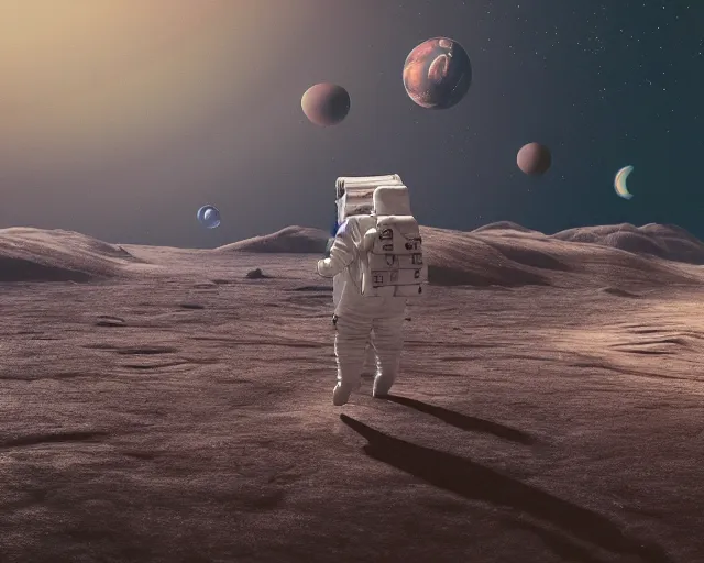 Image similar to astronaut exploring an unknown planet of eden. octane render,4k, f32,55mm photography,wide angle