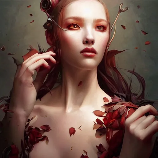 Image similar to a beautiful masterpiece painting representative of the art style of artgerm and wlop and gerald brom