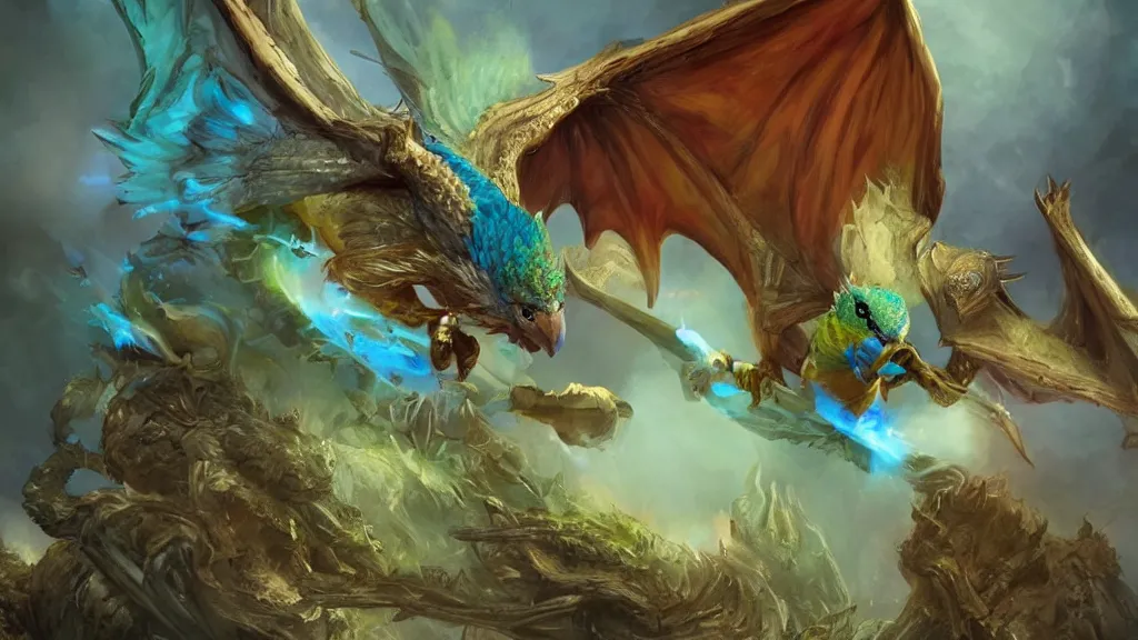 Prompt: a budgie and dragon hybrid, fantasy artwork, award winning, very very very very very very very beautiful, artstation