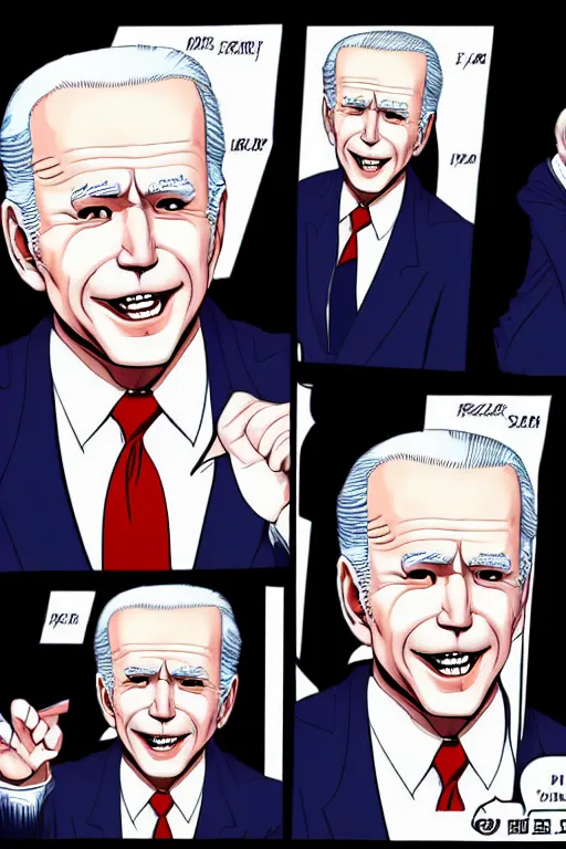 Image similar to vampire joe biden, manga art style