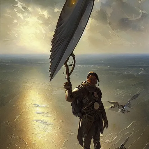 Image similar to level wind turbine propeller winged in Hand Crafted from marble by Futuristic Steampunk Geniuses. Painting by greg rutkowski Donato Giancola Jeff Simpson stamp acrylic