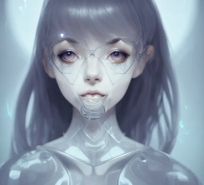 Image similar to cute anthropomorphic cpu by charlie bowater and anna dittmann and artgerm and clemens ascher, portrait, intricate, elegant, silver mist, product shot, macro, symmetrical face, highly detailed, dramatic lighting, sharp focus, octane render, trending on artstation, artstationhd, artstationhq, unreal engine, 4 k, 8 k