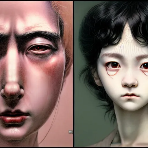 Image similar to prompt : 3 d hyper real 8 k render portrait painted in miyazaki color style drawn by katsuhiro otomo and takato yamamoto, inspired by fables, china doll face, smooth face feature, intricate oil painting, high detail, sharp high detail, manga and anime 2 0 0 0