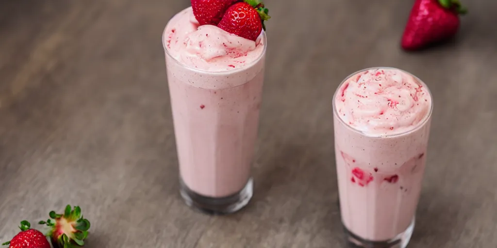 Image similar to strawberry milkshake, bar menu, canon eos r 3, f / 1. 4, iso 2 0 0, 1 / 1 6 0 s, 8 k, raw, unedited, symmetrical balance, in - frame