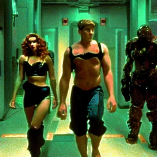 Image similar to a still of the movie weird science, 2 0 0 4 doom 3 visuals aesthetic