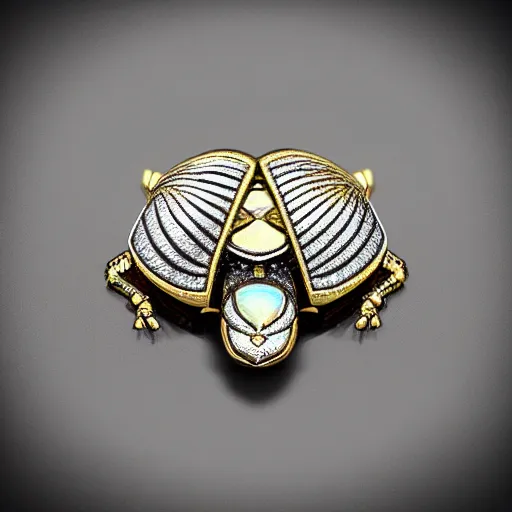 Image similar to jewelry engraved in scarab, beetle, opal diamond, art noveau, art deco, 8k , artstation, render, elegant, album art, artistic, billelis, decorative art