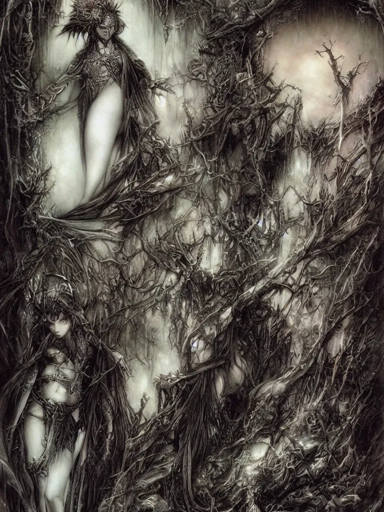 Image similar to life and death mixing together, by luis royo