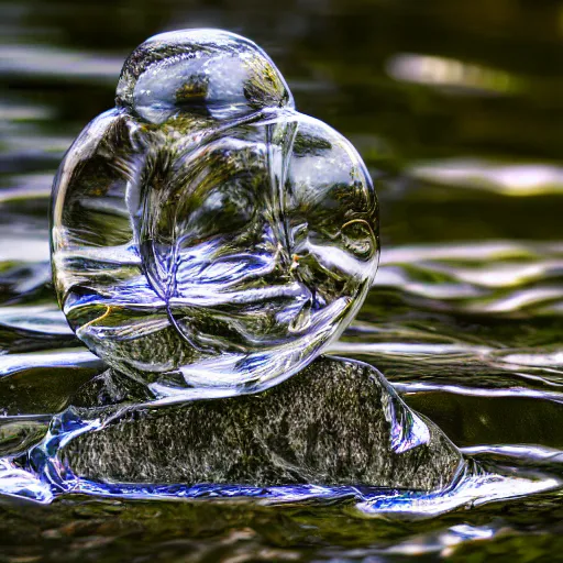 Image similar to a water manipulated sculpture of blossom, on sea, film, johnson's style, long view, ultra detailed, ultra realistic, ray tracing, 8 k resolution, clear focus, realistic water, water art photoshop