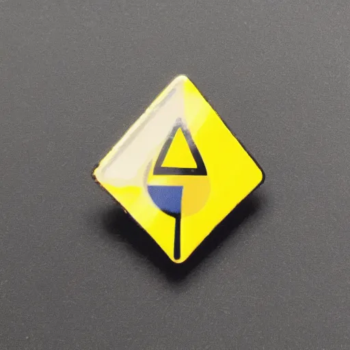 Image similar to a triangle enamel pin of a caution hazard label, smooth curves