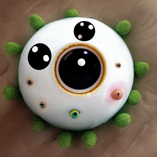Image similar to a cute baby monster made of eyeballs