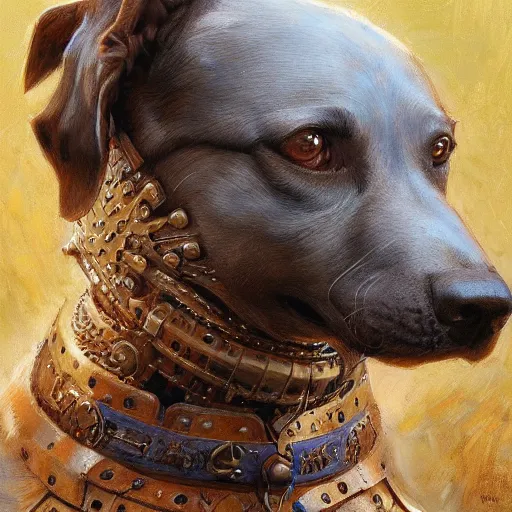 Image similar to doggo animal as a realistic fantasy knight, closeup portrait art by donato giancola and greg rutkowski, digital art, trending on artstation, symmetry!!