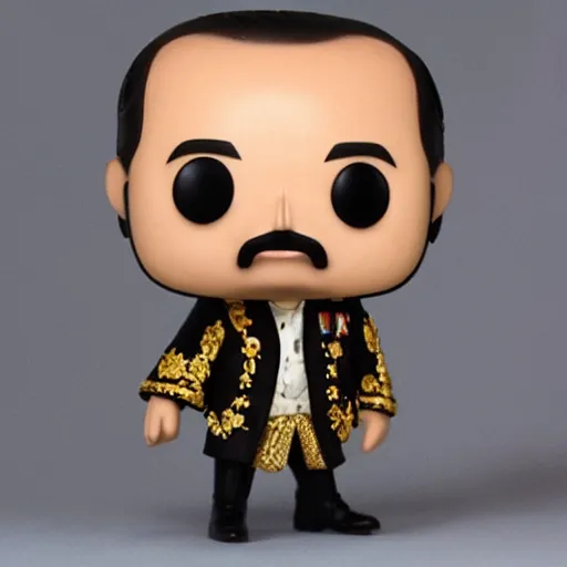 Prompt: A funko pop of Spanish king Juan Carlos with a bag of money on his hands