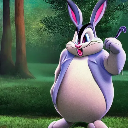 Image similar to big chungus as bugs bunny in real life