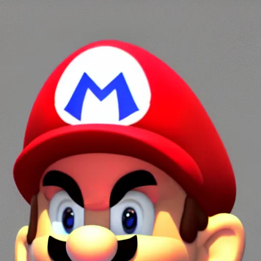 Prompt: 3d render of Mario with no hat wearing a long pink wig