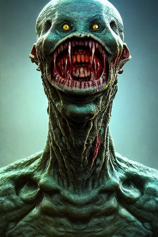 Image similar to perfectly - centered horror portrait - photograph of a brutal scary terrifying ugly monstrous alien goblin creature real life portrait by beksinski and jean delville, slimy pus oozing specular, unreal engine 5, photorealism, hd quality, 8 k resolution, cinema 4 d, hdr dramatic cinematic lighting