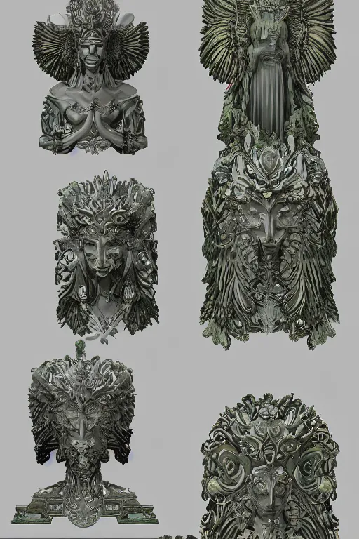 Prompt: Coatlicue statue variations