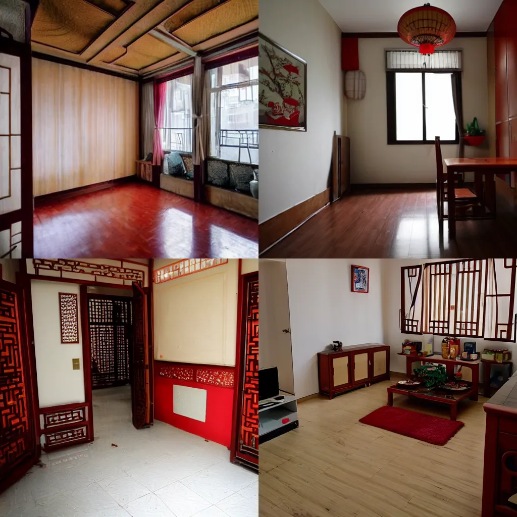 Prompt: a photo of the interior of a small chinese apartment