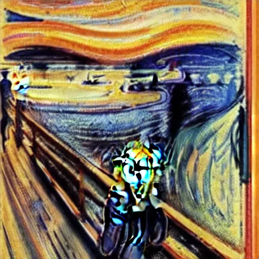 Image similar to a corrupted version of the scream by edvard munch