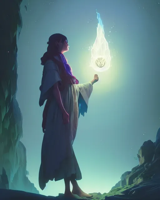 Image similar to highly detailed vfx portrait of a mage casting a earth spell, unreal engine, greg rutkowski, loish, rhads, beeple, makoto shinkai and lois van baarle, ilya kuvshinov, rossdraws, tom bagshaw, alphonse mucha, global illumination, detailed and intricate environment