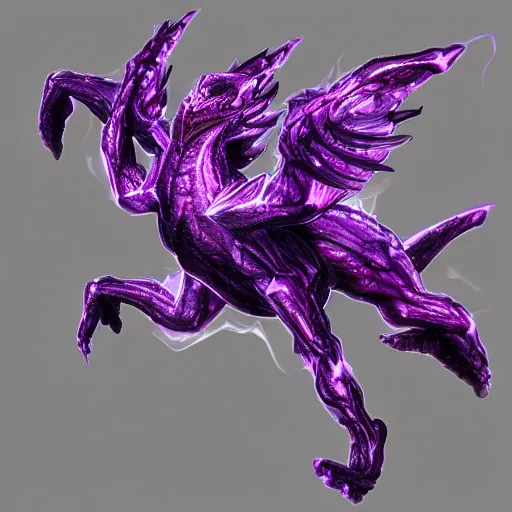 Prompt: a big crystal Balrog in purple flames, intense, super detailed, realistic