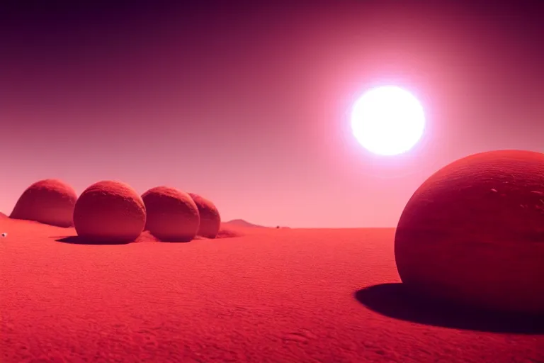 Prompt: a desert world planet with 3 moons in the sky hyper-realistic photo artistic trending on artstation beautiful scenic octane render reddish hue