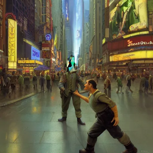 Prompt: Shrek walking in New york streets, digital painting, artstation, concept art, donato giancola, Joseph Christian Leyendecker, WLOP, Boris Vallejo, Breathtaking, 8k resolution, extremely detailed, beautiful, establishing shot, artistic, hyperrealistic, octane render, cinematic lighting, dramatic lighting, masterpiece, light brazen, extremely detailed