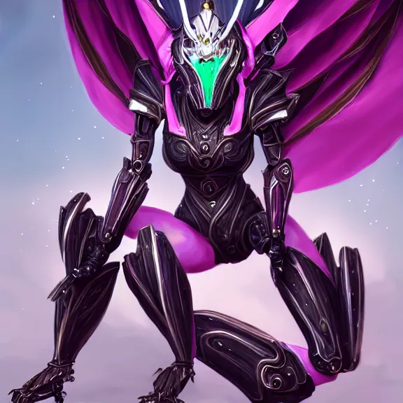 Image similar to highly detailed exquisite fanart, of a beautiful female warframe, but as an anthropomorphic robot dragon, sitting on a soft green sofa, with robot dragon head, doing an elegant pose, off-white plated armor, bright Fuchsia skin, full body shot, epic cinematic shot, realistic, professional digital art, high end digital art, DeviantArt, artstation, Furaffinity, 8k HD render, epic lighting, depth of field