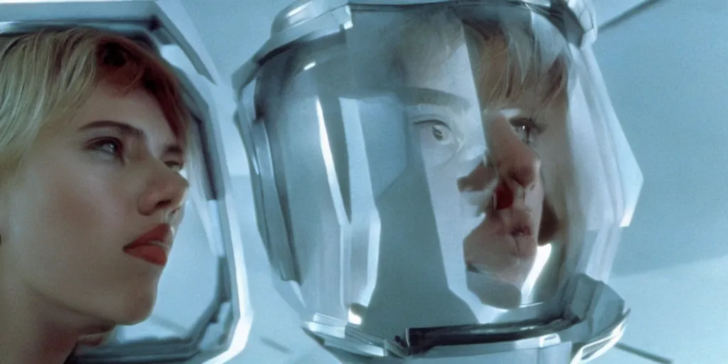 Image similar to Scarlett Johansson in a scene from 2001 a space odyssey