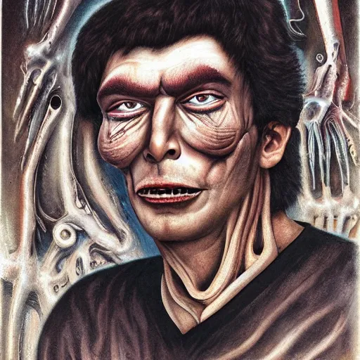 Prompt: bodyhorror portrait by h. r. giger of boris yefimovich nemtsov who became a degraded abomination, photo - realistic, color image, 2 k, highly detailed