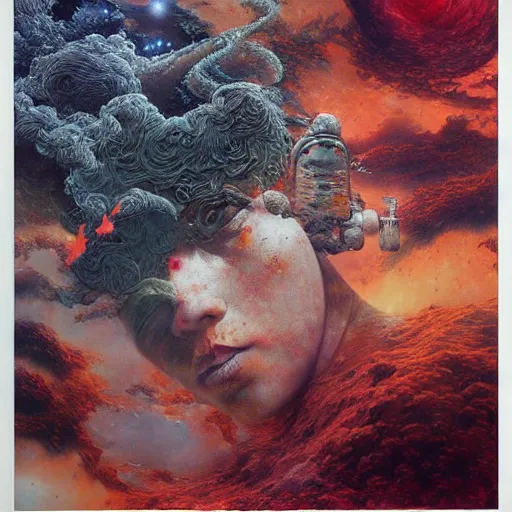 Prompt: UHD hyperrealistic photorealisitc, detailed cosmic hamburger, by Mark Brooks, tonalism, rich deep colors. Beksinski painting, art by Adrian Ghenie and Gerhard Richter. art by Takato Yamamoto. masterpiece