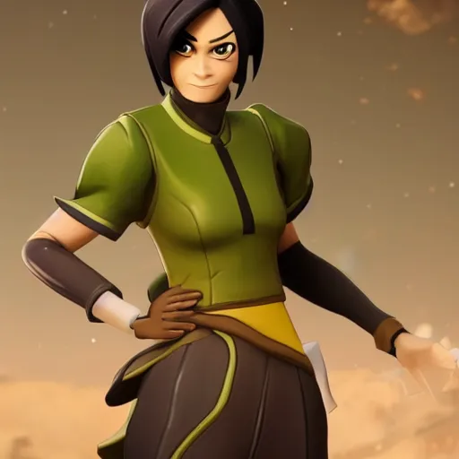 Image similar to toph beifong in fortnite, character render, full body shot, highly detailed, in game render