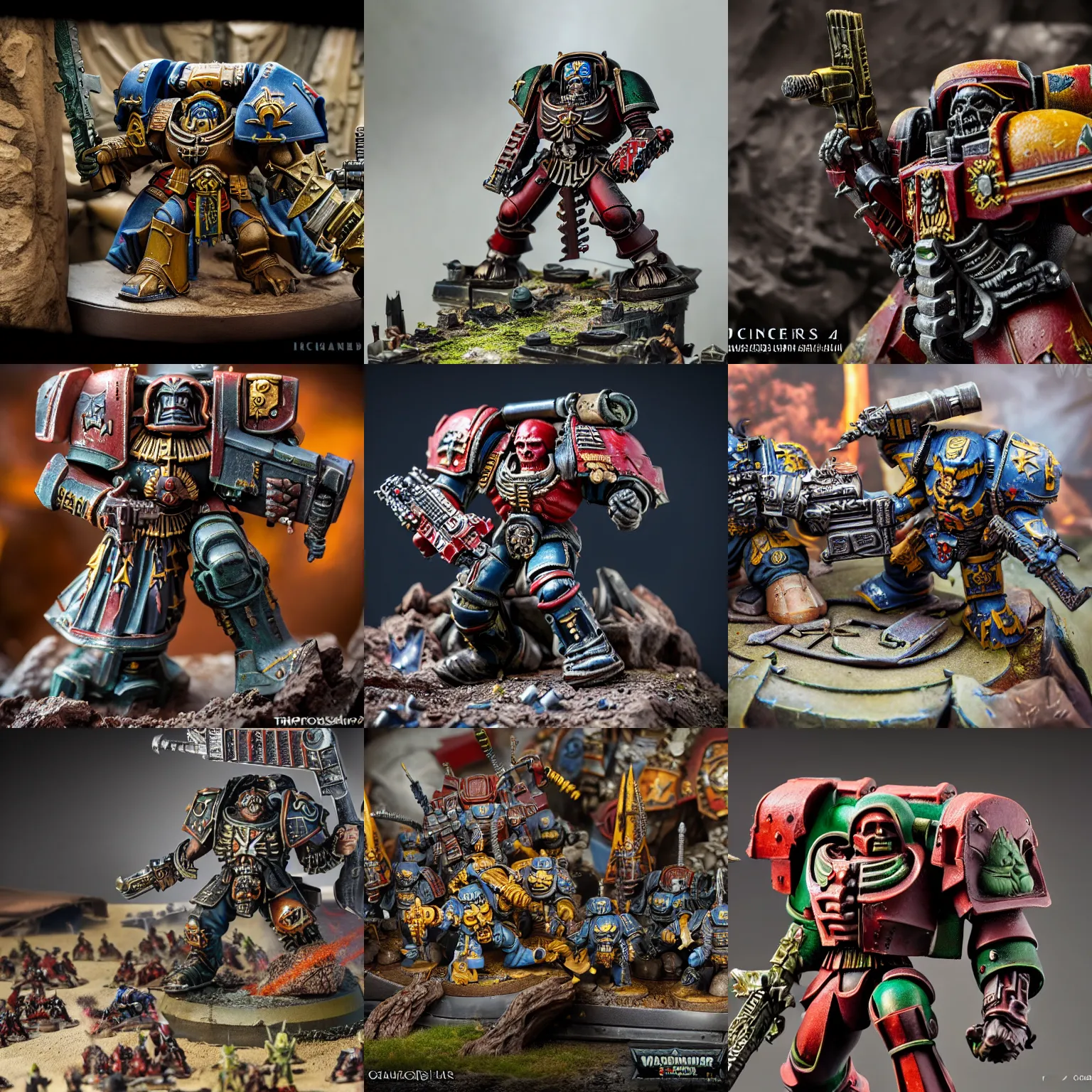 Prompt: a carved diorama of warhammer 4 0 k, dynamic pose, detailed product photo, irisdicense, sharp focus, tone mapped, epic composition 8 5 mm, f. 1 4, zoom out