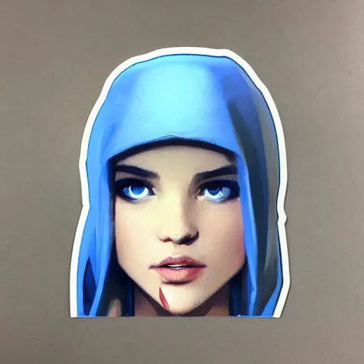 Image similar to greg manchess portrait sticker of a beautiful teen girl with blonde hair, wearing a blue hoodie, medium shot, asymmetrical, swedish, sticker, profile picture, organic painting, matte painting, bold shapes, hard edges, street art, trending on artstation, by huang guangjian and gil elvgren and sachin teng