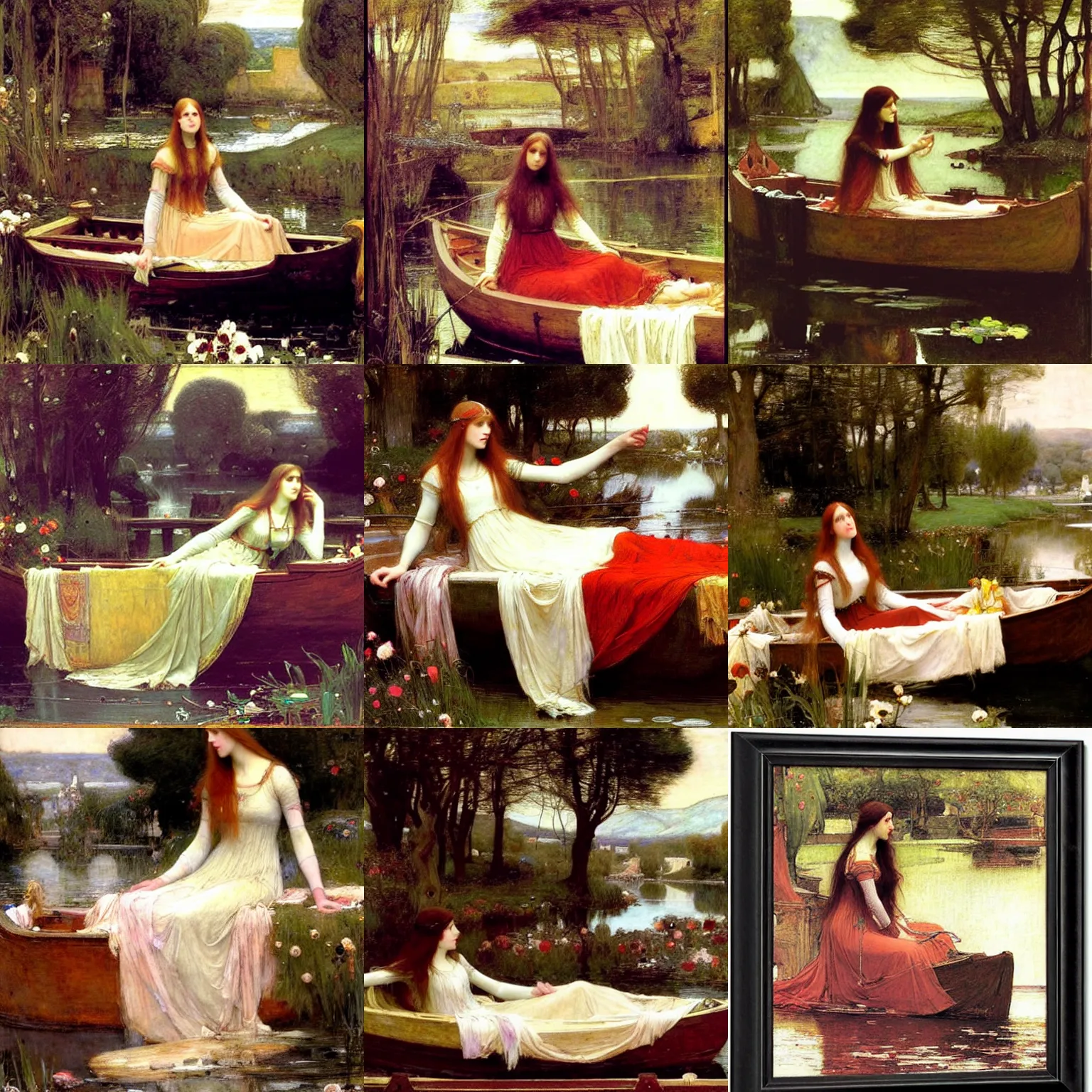Prompt: lady of shalott by william waterhouse