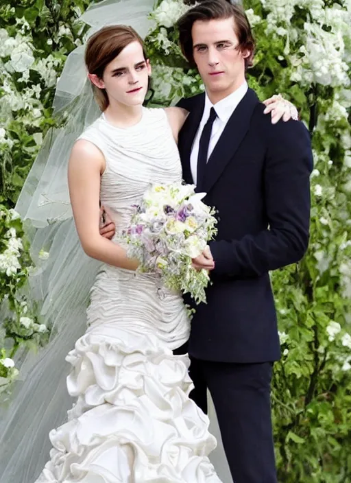 Prompt: emma watson instagram couple's wedding photo shoot