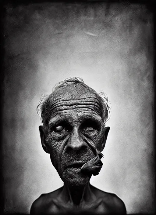 Image similar to handsome anthropomorphic mangle by lee jeffries, gelatin silver process