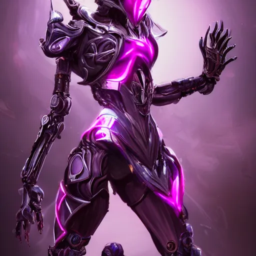 Image similar to highly detailed exquisite fanart, of a beautiful female warframe, but as a robot dragon with glowing purple eyes, shiny silver armor with fuchsia accents, engraved, elegant pose, close-up shot, epic cinematic shot, sharp claws for hands, professional digital art, high end digital art, singular, realistic, captura, DeviantArt, artstation, Furaffinity, 8k HD render